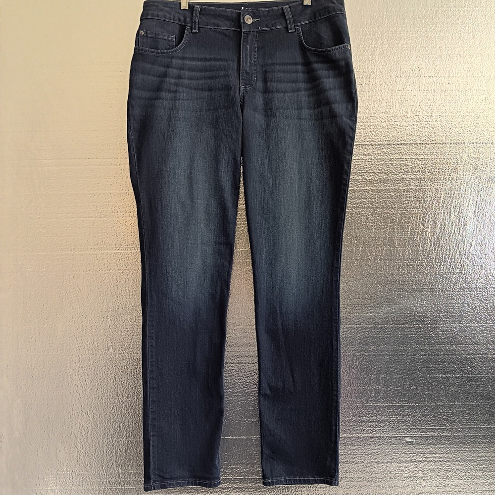 Lee Riders Jeans Women 16WL Dark Blue EUC Straight Leg Stretch Denim
